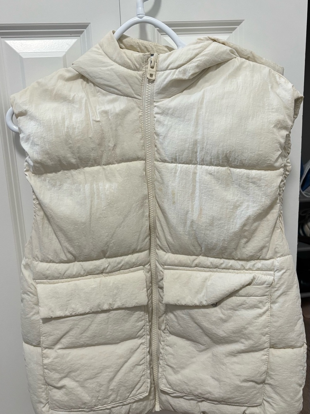 Zara Off-White Hooded Puffer Vest